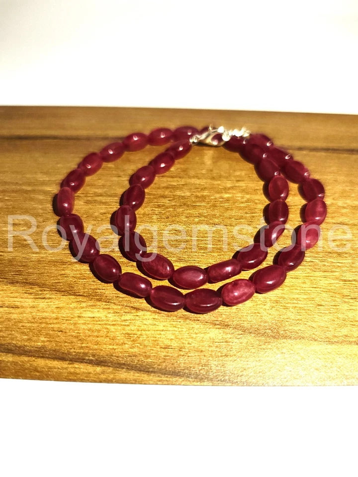 Collar de cuentas de rubí natural, collar de cuentas de pepitas de rubí genuino, cuentas de piedras preciosas Foto 3 de 4