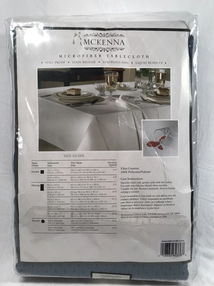 BLUE Banquet 9Ox144 McKenna Microfiber Tablecloth Spill Proof Stain Release - Image 2 of 4