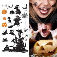 Supperb Halloween Temporary Tattoos - Witch, Ghost, Pumpkin Halloween Tattoos