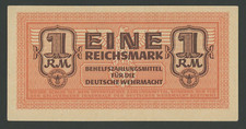 GERMANY  1 Reichsmark ND1942 AU/UNC   PM36  WWII  WERMACHT  RARE THIS NICE 