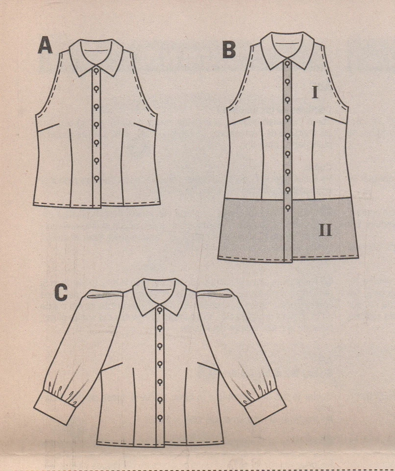 Burda Sewing Pattern 7052 Shirt Top Sleeveless Cut-in or Puff Sleeve Sz 6-18 NEW - Image 2 of 4