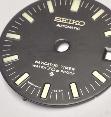 Genuine Seiko Black Dial Water70proof Seiko 6117-6410 Navigator Timer GMT NOS