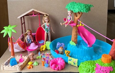 Barbie Chelsea Bundle Lost Birthday Splash Jungle Pool Stacie Vacation Tiki Hut