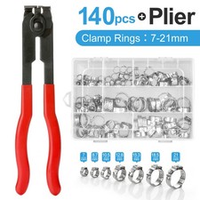 45-140 tlg 1 Ohr Schlauchschellen Edelstahl Sortiment Schlauchklemmen Zange Set