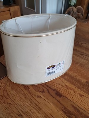 Tisch-Lampenschirm CHINTZ beige creme *oval* Goldkante glänzend Du=29/25/19,5
