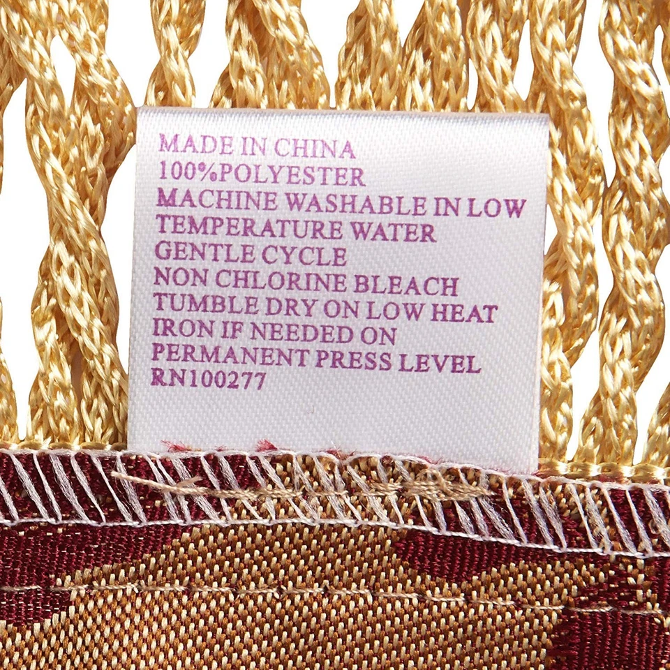 Luxury Damask Floral Design, Polyester Jacquard, with Fringes, Burgundy, 60 I... - Image 3 of 4