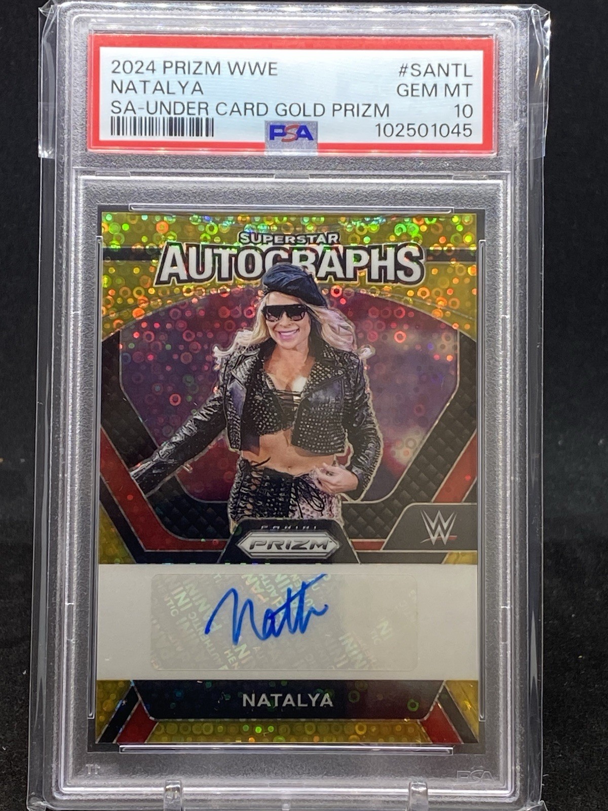 Natalya 2024 Prizm Superstar Autographs Under Card Gold # SA-NTL /10 PSA 10 Gem
