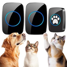 Edge Touch Dog Bell Black Wireless Dog Door Bell 2 Chimes 1 Bell