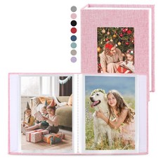 vivinin 2 Pack Photo Album 4x6, Linen Cover Book, Small Pink