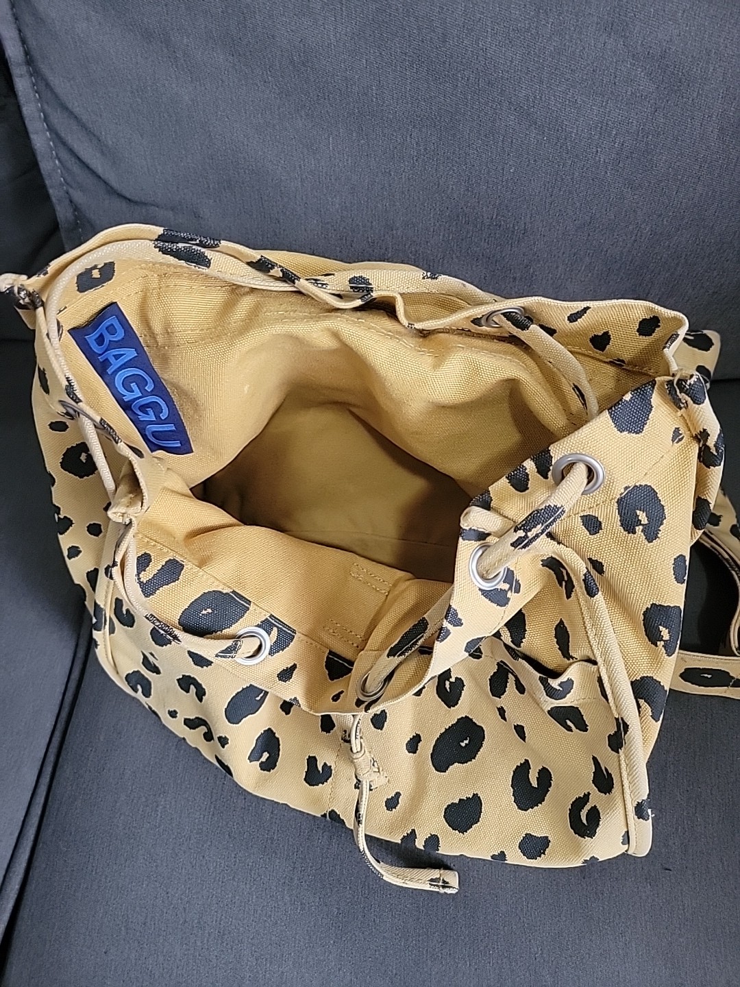 RARE! Baggu Leopard Print Drawstring Canvas Unise… - image 5