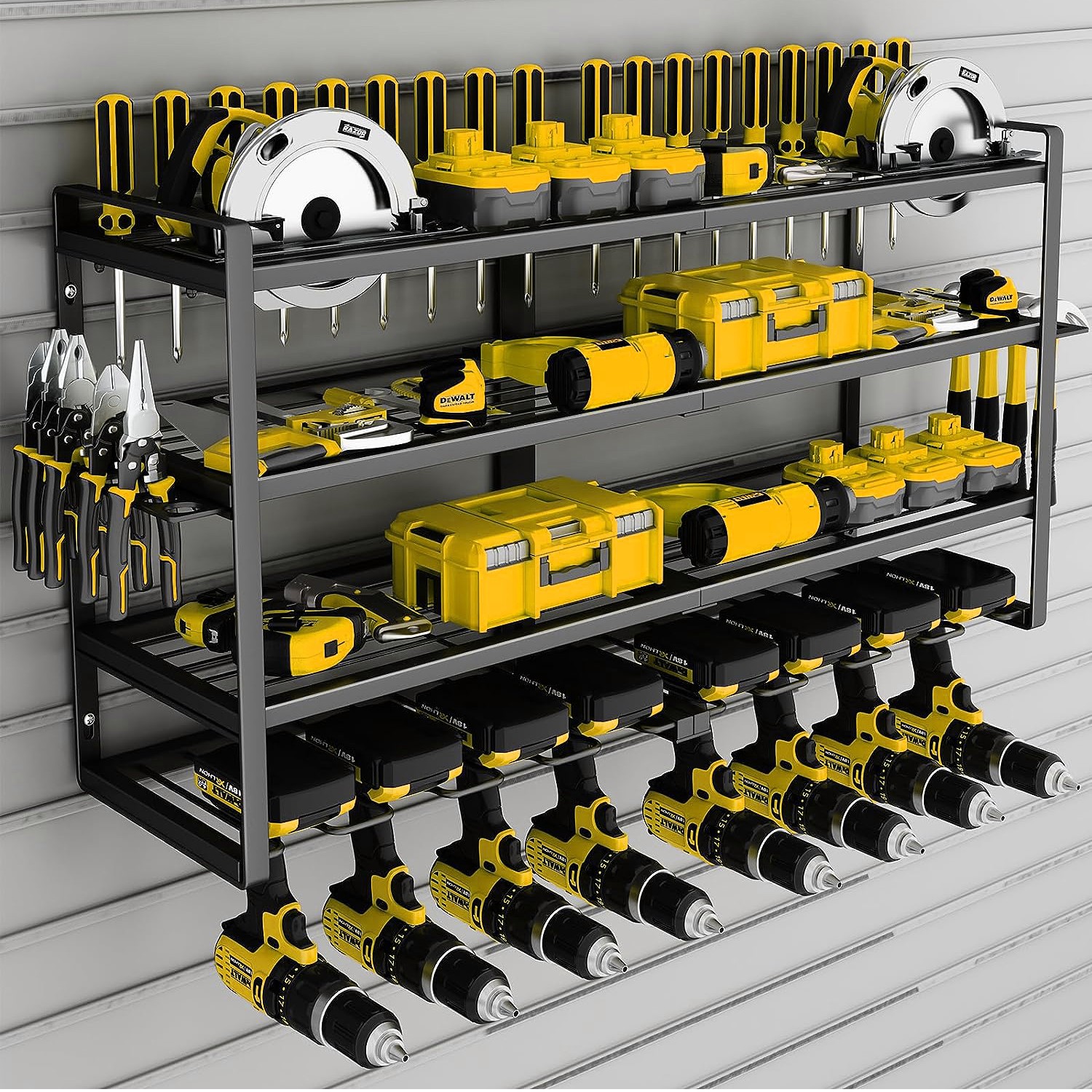 XXL 8 Drill Power Tool Organizer Storage Rack Cordless Tool Rack Holder 4 Layer