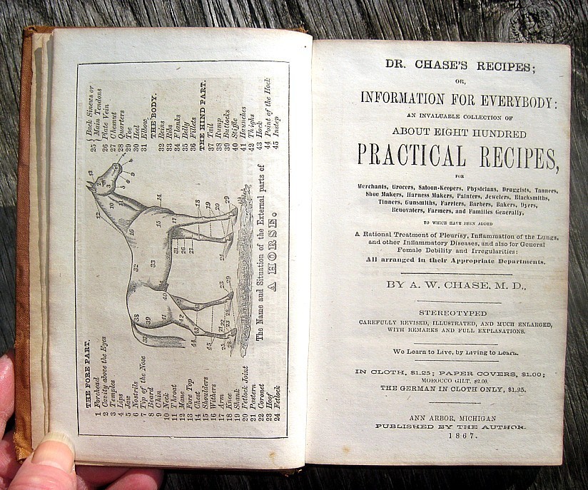 1867  Antique Cookbook Pioneer Frontier Farm Home Household Herbal Healing  Beer