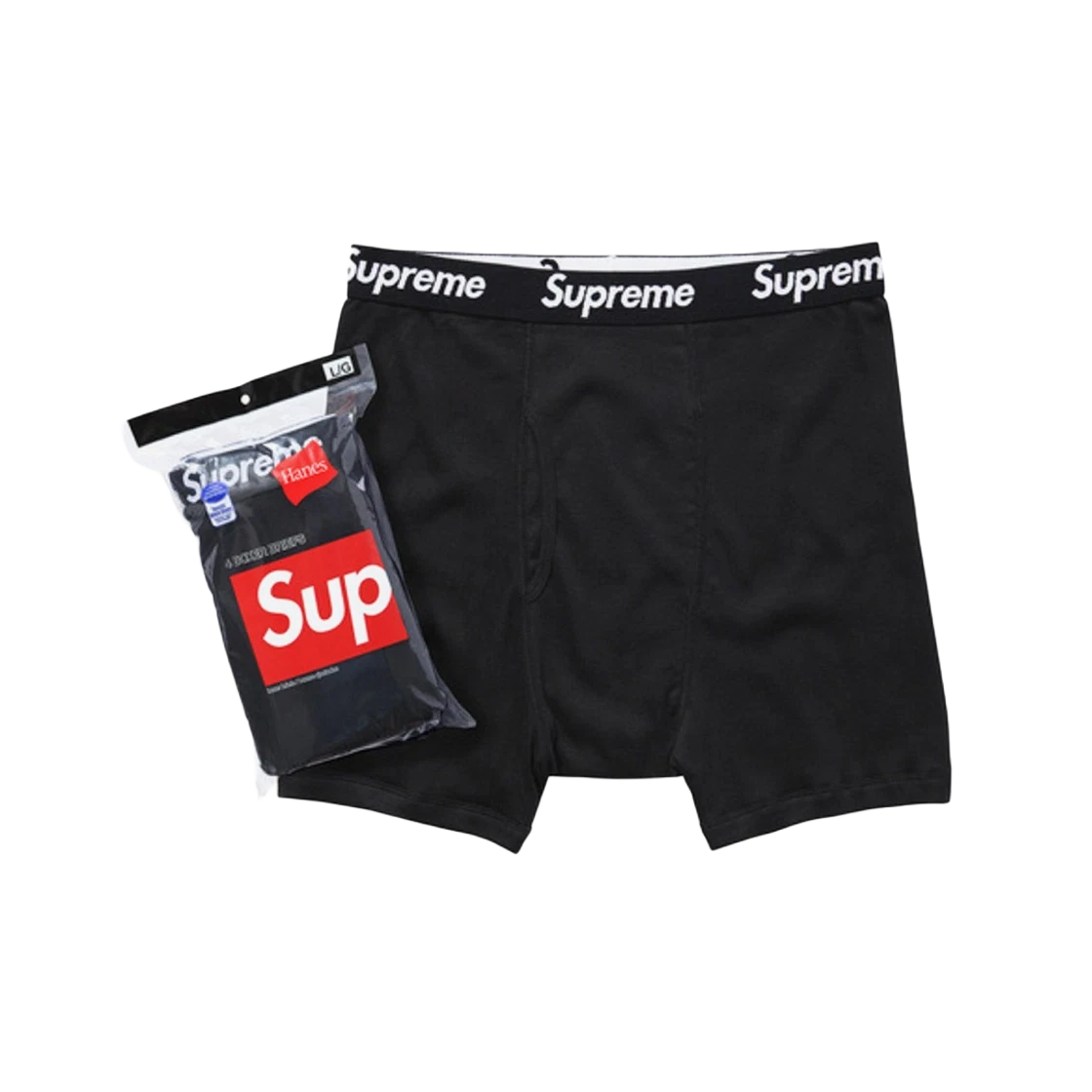 Boxer noir Supreme Hanes (lot de 4)