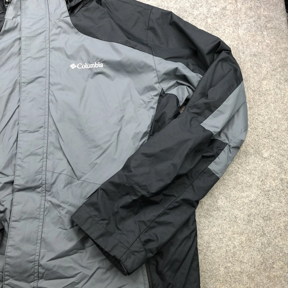 Chaqueta cortavientos Columbia para hombre grande alta gris negra intercambiable con capucha parka Foto 3 de 4