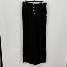 Primark Womens Black Wide Leg High Rise Butto...