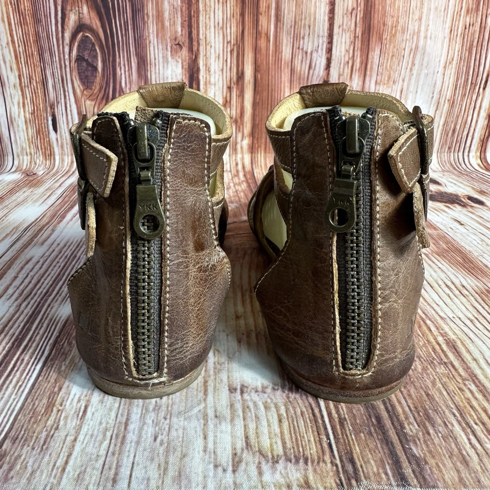 Sandálias Bed Stu CAPRIANA tamanho 6 couro marrom gladiador boho sapatos rasos biqueira aberta - Imagem 4 de 4