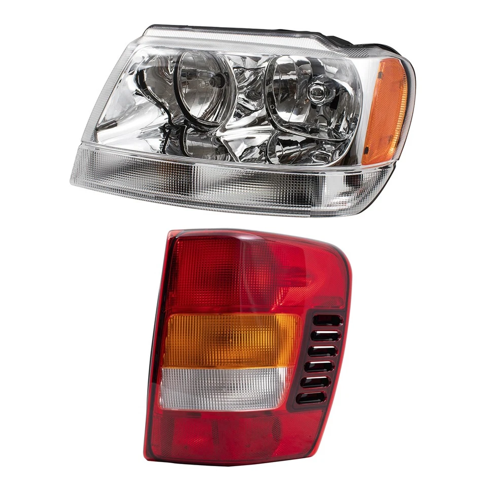Headlights Chrome Bezel & Tail Lights w/ Circuit Boards for 02-04 Grand Cherokee Foto 3 de 4