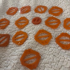 Funky Lot of 13 Vintage Art Deco Bakelite Belt Buckles/Scarf Clips Orange
