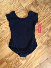 New Capezio Black Leotard Short Sleeve Girls Toddler Size Large Dance Ballet Gym