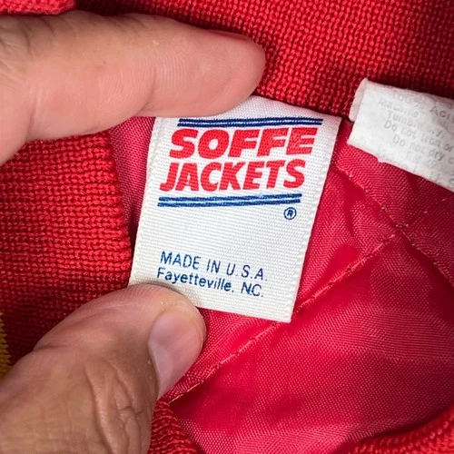 Vintage Soffe US Marines Satin Bomber Jacket Mens XXL Red USMC Embroidered  USA image 3
