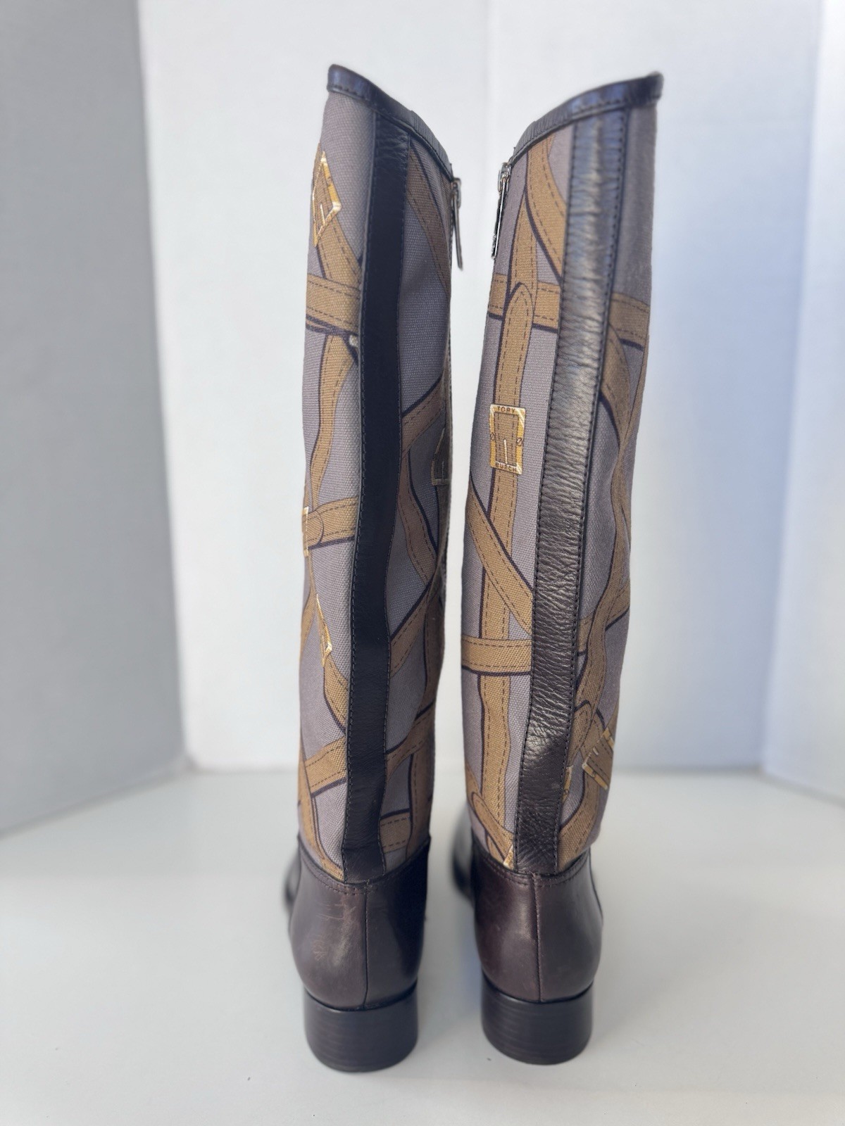 Tory Burch Felix Leather Canvas Tall Zip Equestrian Riding Boot Women’s Size 5 thumbnail 8