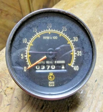 vintage stewart warner 4000 rpm tachometer + hour meter mechanical