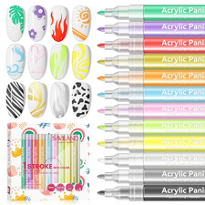 12 Colors Nail Art Pens Set - 3D Nail Polish Pens Acrylic Paint Pens Nail Marker