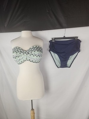 Victoria s Secret Knockout Bikini Set 38DD XL High Waist Ruched Retro Pinup Swim