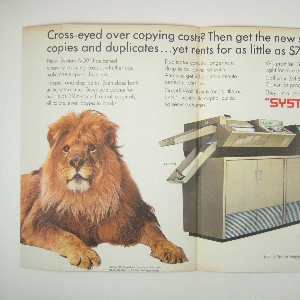 3M System A-09 Copier Advertisement With Lion Design From 1960s MOD 2 Page - Image 2 of 2