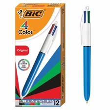 BIC Penna a sfera retrattile originale 4 colori, assortita, confezione da 12