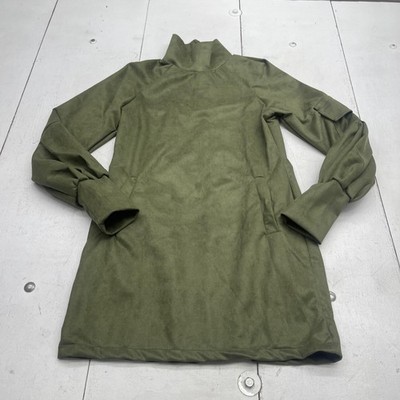 olive green sweatshirt dress Hoodie Maxi Sweatshirt Dress with Pockets Dark Green (1) / S / Cotton