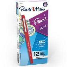 Paper Mate Flair Felt Tip Pens Medium Point 0.7mm 1 Count Pack of 12 , Red