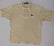 Vintage Polo Golf Tartan Crest Polo Shirt Large Yellow Made In USA Bighorn CC