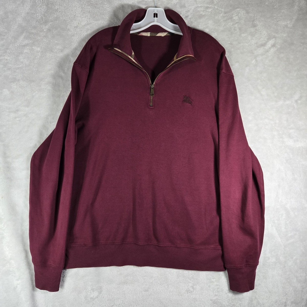 Burberry Quarter Zip Pullover Mens Size XXL 2XL Burgundy Sweater