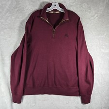 Burberry Quarter Zip Pullover Mens Size XXL 2XL Burgundy Sweater Cotton Read Des