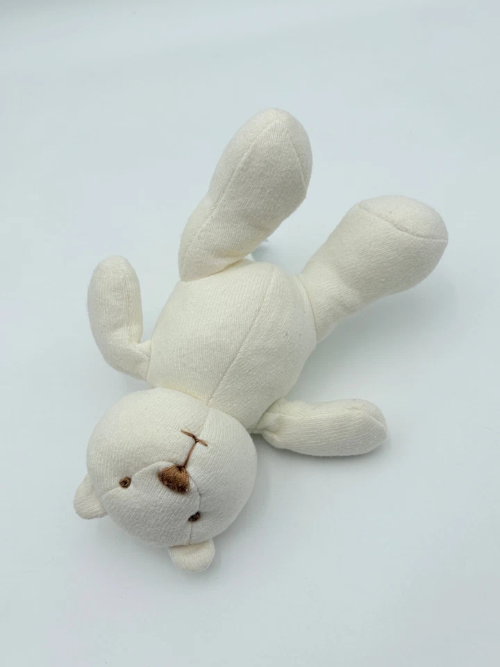 Bebé GAP Oso Blanco Felpa Marrón Nariz Bordada Cosido Algodón Orgánico Lovey Foto 4 de 4