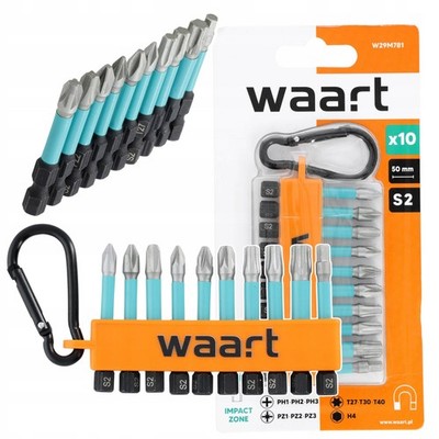 Schlagbit Set 10-tlg 50 mm S2 PH PZ Torx Hex mit Karabiner