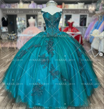 Lake Green Quinceanera Dresses Off Shoulder Sweet 15 16 Party Prom Ball Gowns