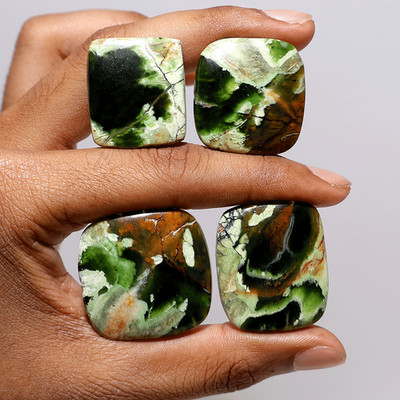 Living Earth Energy~ 4 PC Natural Chrome Chalcedony Collectible Cushion Crystals
