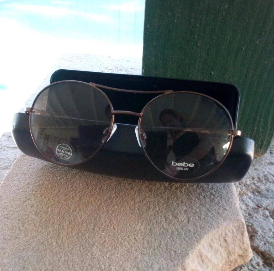 BEBE TOPACIO AVIADOR DETALLES CRISTAL SWAROVSKI AZUL MARRÓN CAPARAZÓN TORTUGA BB7212 Foto 2 de 4