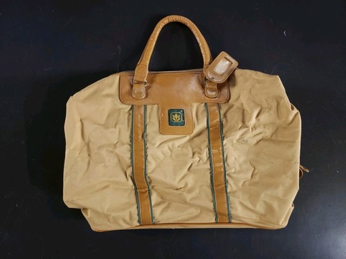 Vtg Over Night Bag Avon Flight Carry On Canvas Suitcase Duffle Tote Travel Tan