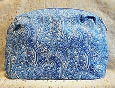 Liberty London~Medium Wash/Makeup Zipper Bag in Tana Lawn Blue Paisley Print~New