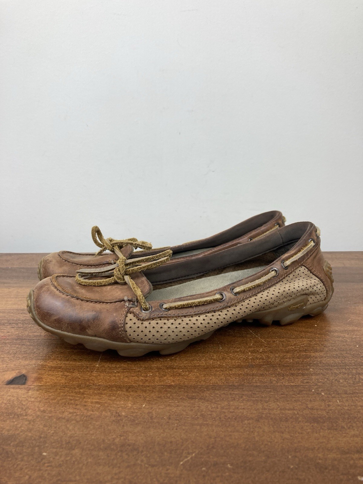 Mocassini Merrell Marina suola Vibram barca slip on pelle marrone donna taglia 7 5