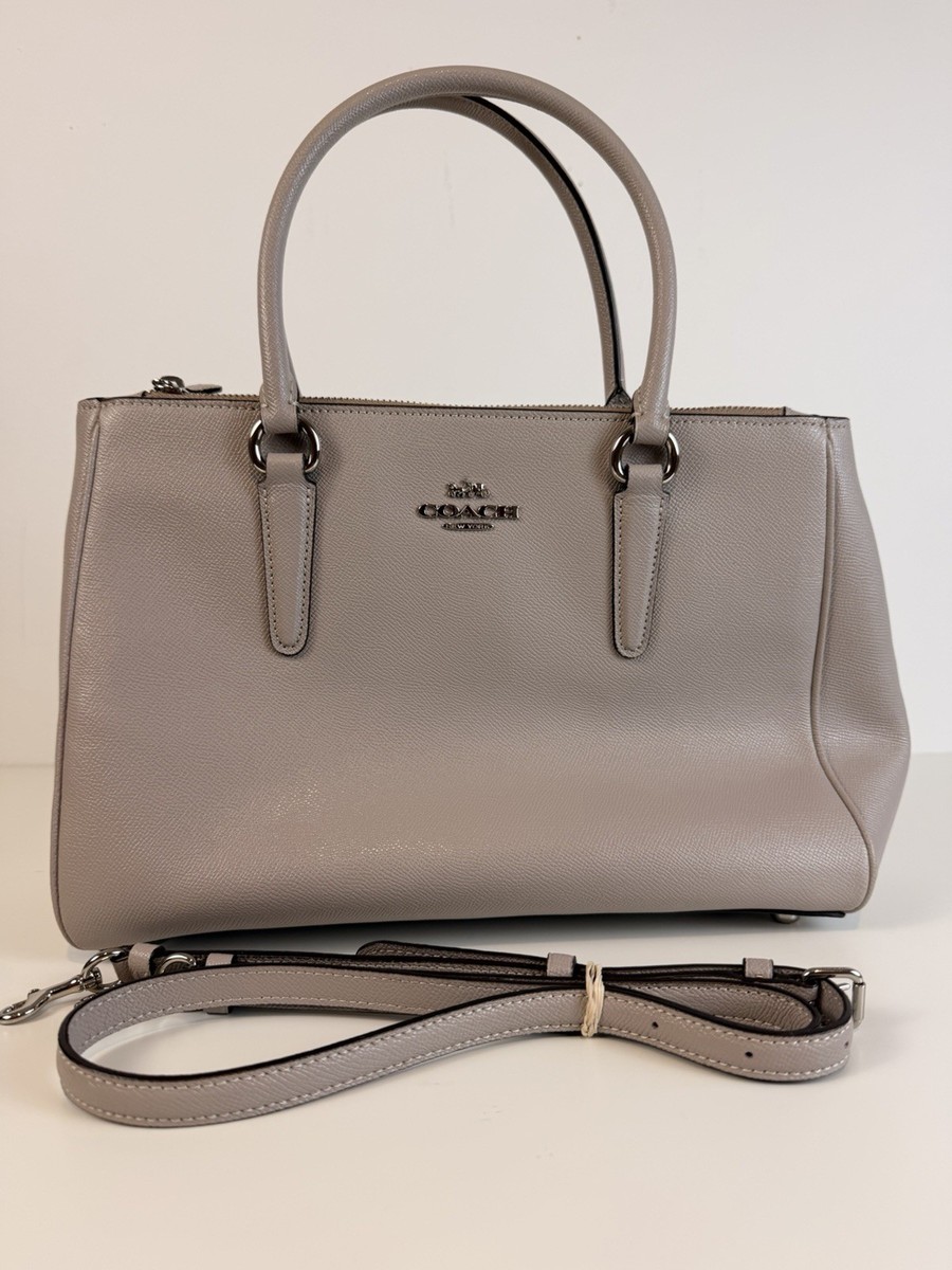 COACH Surrey Grey Grain Leather Carryall Satchel Bag (F44955) | eBay