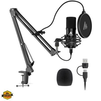 USB Microphone, 192KHZ/24Bit Plug & Play PC Computer Podcast Condenser Cardio...
