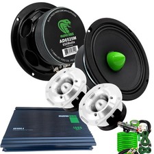 Car Audio Set: 2x 6.5" Midrange Speakers + 2x Super Tweeters + 1600W Amplifier