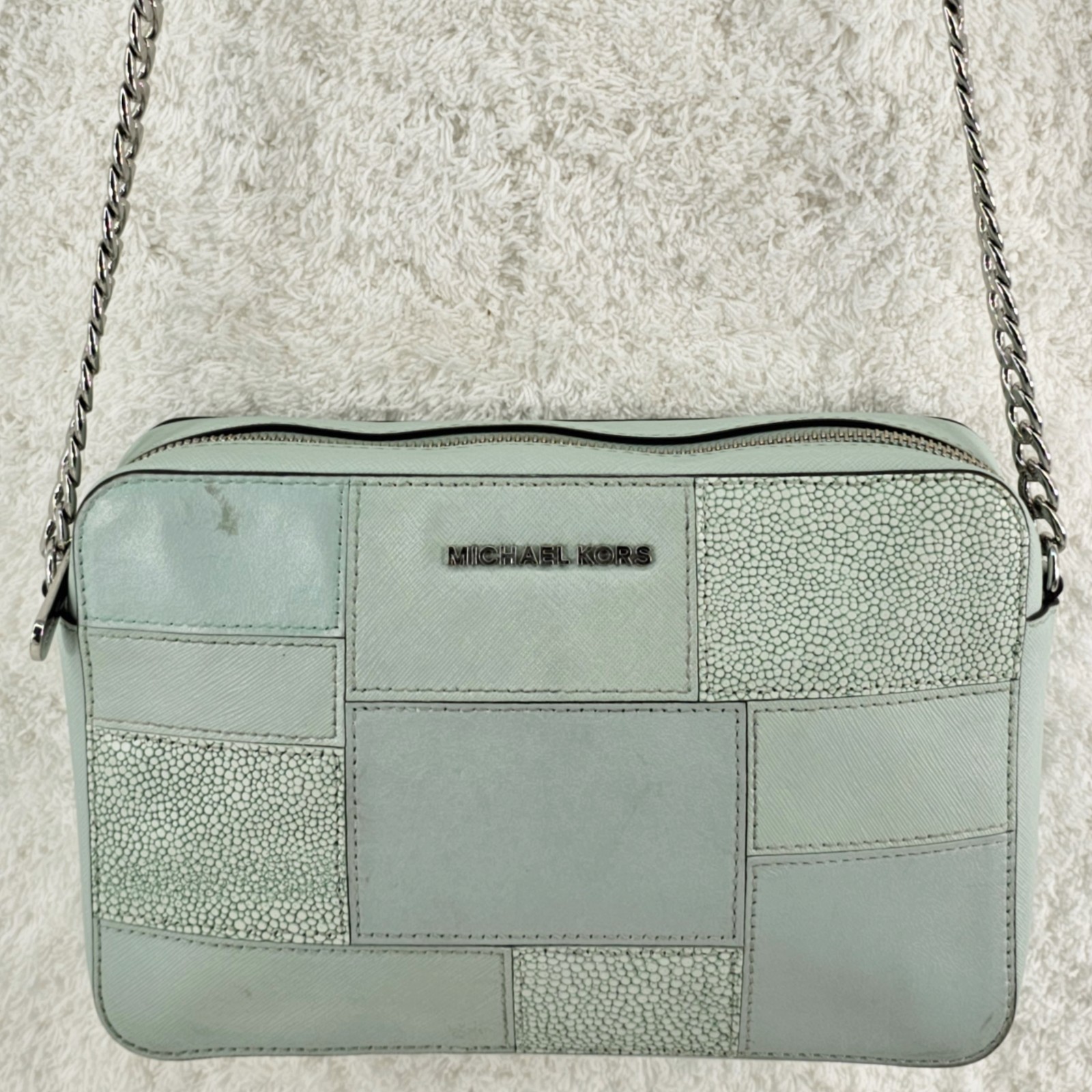 MICHAEL KORS Mint Green Patchwork Tiles Jet Set C… - image 1