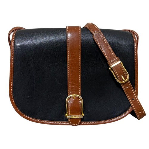 Celine M09 Flap Mini Shoulder Bag Bicolor Leather Used Authentic