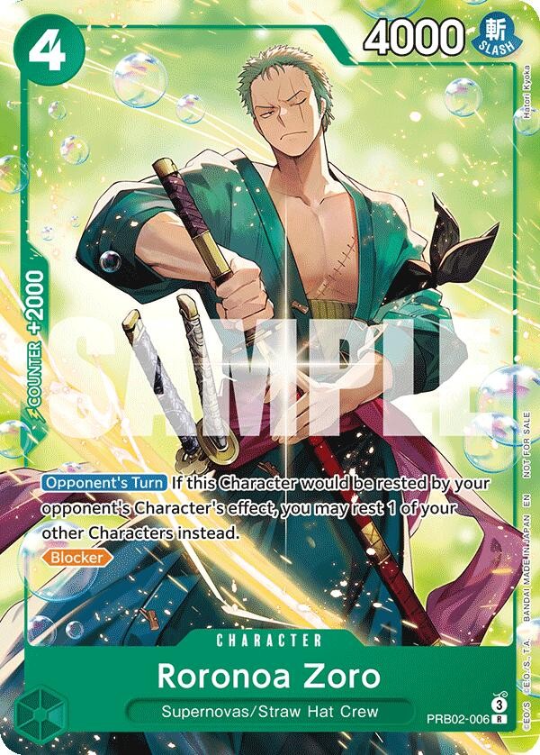 Roronoa Zoro PRB02-006 One Piece Promotion Cards for sale | eBay