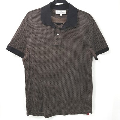 Salvatore Ferragamo Gancini Print Polo Shirt Mens L Luxury Preppy Designer Italy